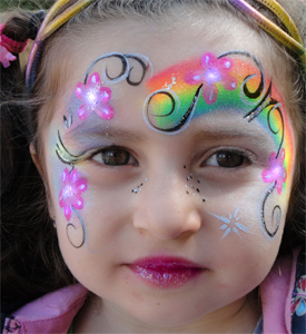 Kinderschminken-Regenbogenblumen-Sommerfest