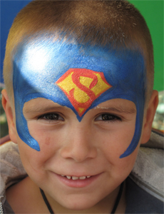 Kinderschminken-Superman-Helden-Comic